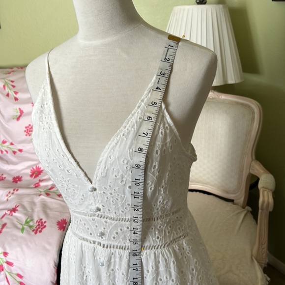 Simplee White Babydoll Eyelet Crochet Maxi Dress - Picture 2 of 15